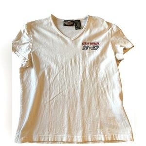 Harley Davidson White V Neck T Shirt